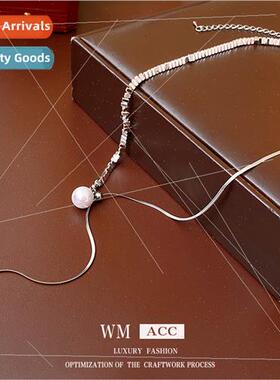 Irregular crushed silver pearl pull-out necklace fashion col