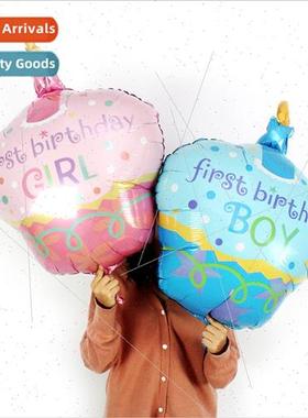 Large blue pink birthday cake aluminum balloon first birthda
