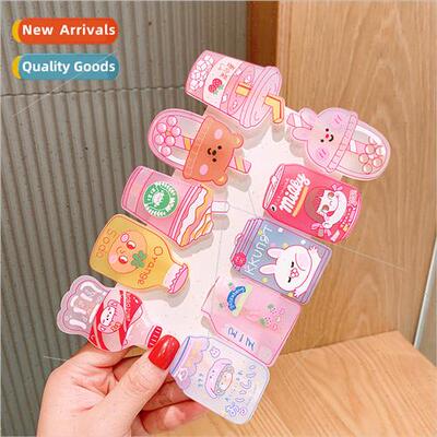 ins milk tea drink bottle hair clip students sweet bangs jui