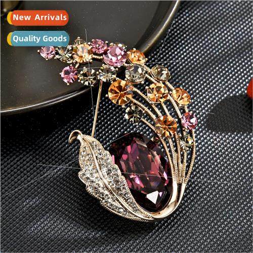 Elegant delicate autumn bouquet flowers bouquet coat brooch