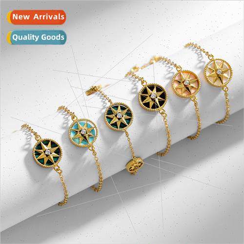 Copper plated inlaid zirconium octagonal star multicolor bra