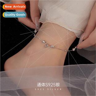 S925 silver ancient bell anklet female hollowed out trans be