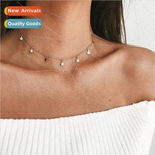 Korea Fashion Star Necklace Clavicle Chain Stainless Gold-Pl