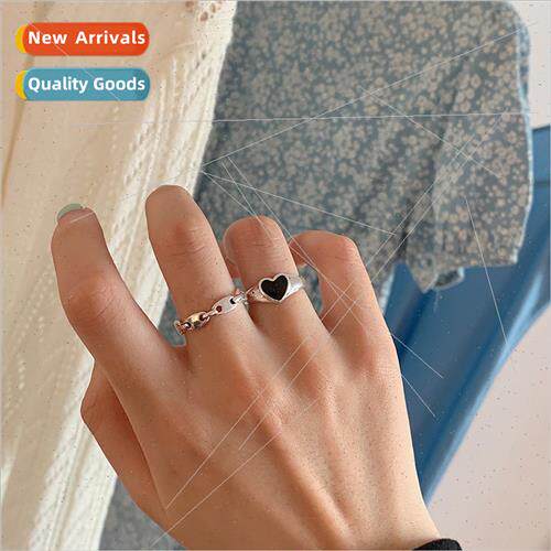 Retro dark girl love heart open ring female 2023 new Korea s