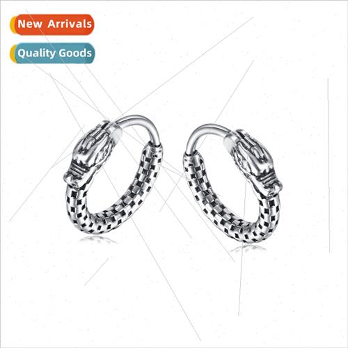 Korea new old earrings tanium steel round earrings men women