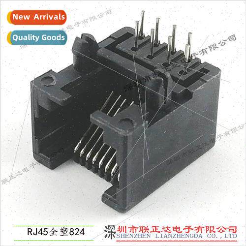 8P Black Plastic RJ45 Horizontal Plug-In Unshielded Network