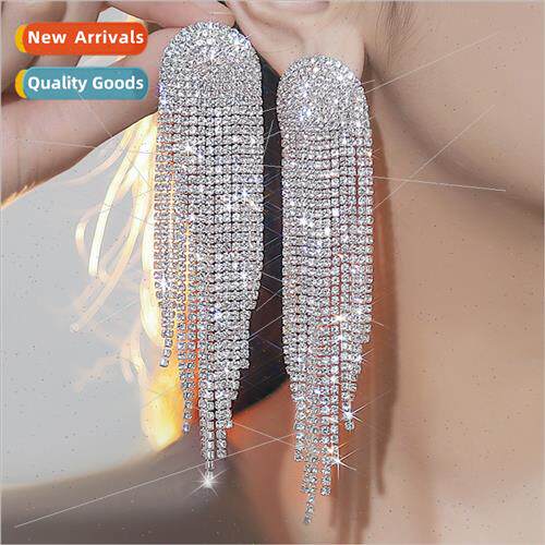 New Europe claw chain full diamond earrings extra long tasse