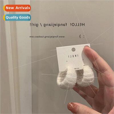 Winter wool fluffy circle earrings earrings female 2021 new