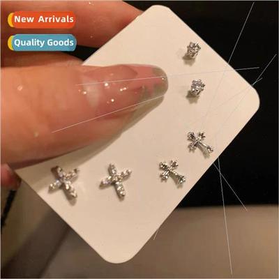 Zirconia cross earrings new 2023 earrings female small delic