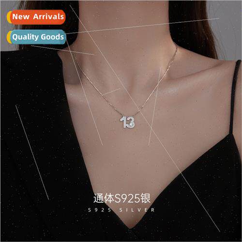 S925 silver simple lucky numbers necklace female cold wind i