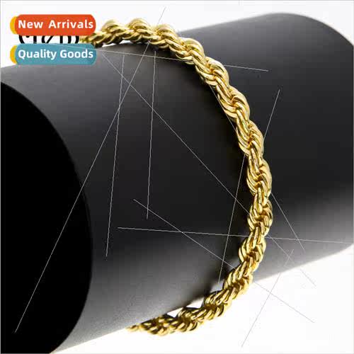 HipHop 6mm Gold Plated Stainless Steel Twist Bracelet Europe