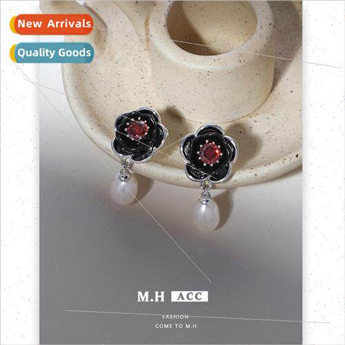 Natural pearl flower earrings female court French s925 silve