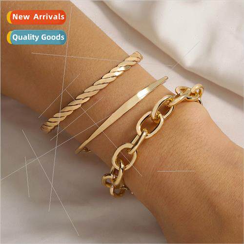 Metal Bracelet Set Europe Chunky Chain Bracelet Glossy Multi