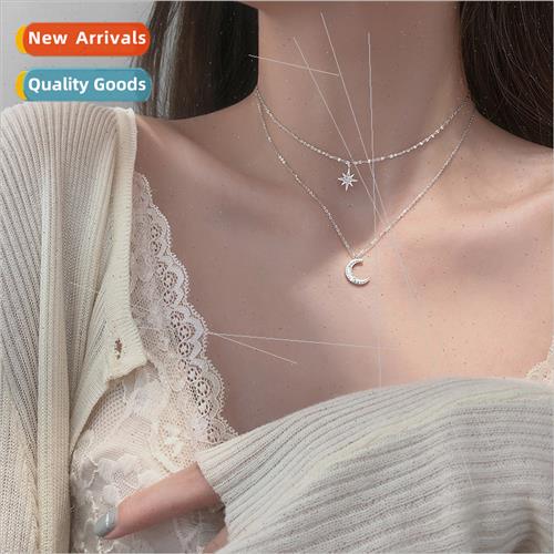 Octomom Moon Double Layer Necklace Female che Stacking Colla