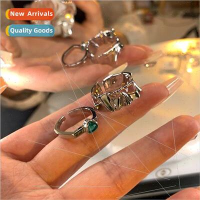 Cool explosion irregular texture ring female ins tide niche