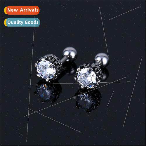 Tanium steel -allergenic crown zirconia earrings ear bone st