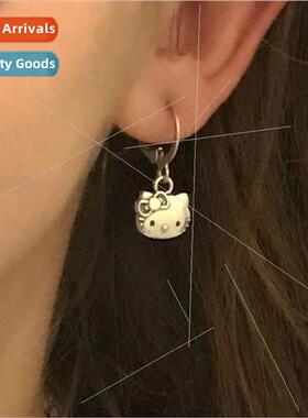 KT cat earrings niche Europe YK2 Spice Girls wind retro eart