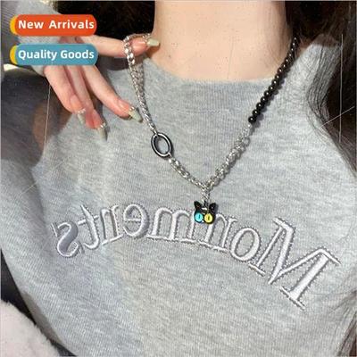Black quirky cat necklace female ins tide hip-hop sweet cool