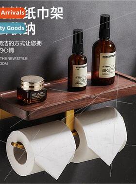 Paper towel holder bathroom walnut hole-free toilet paper ho