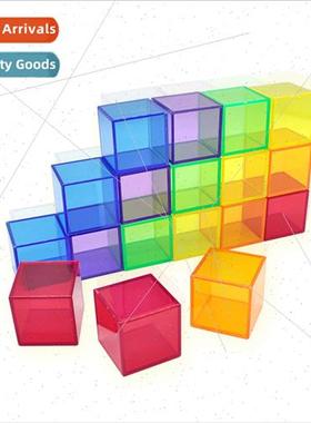4cm Transparent Color Cube Blocks 18 pcs Children Math Squar