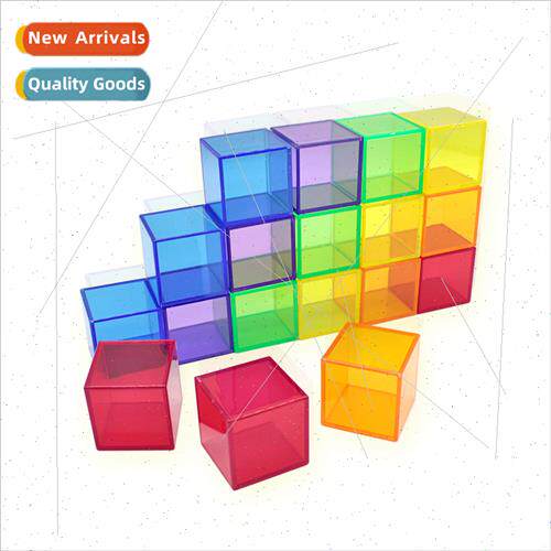 4cm Transparent Color Cube Blocks 18 pcs Children Math Squar