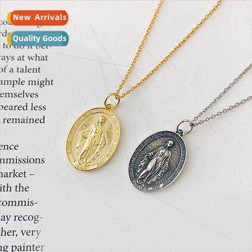 S925 lver Vintage Embossed Portra Necklace Women che Europe