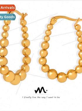 luxury tanium steel gold beads earrings metal wind earrings