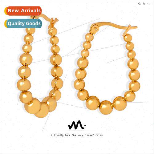 luxury tanium steel gold beads earrings metal wind earrings