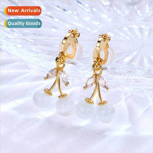 che zirconia cherry cat eye stone ear clips female free pier