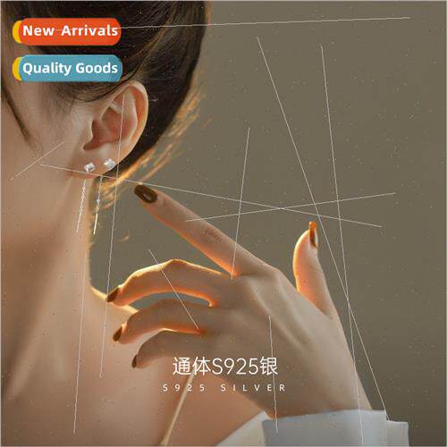 S925 silver Korea geometric zirconia earwires female simple