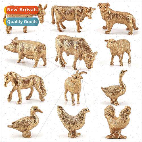 Farm Ranch Small Poultry Gold Animal Model Set Static Solid