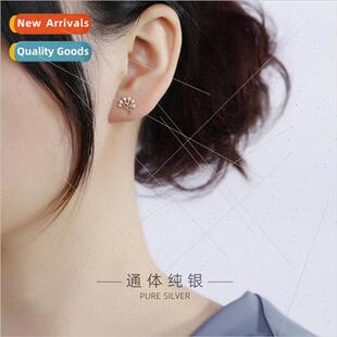 earrings small leaves Chri zirconia silver S925 plated