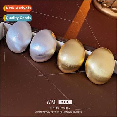 lver pin vintage brushed oval metal studs French earrings ea