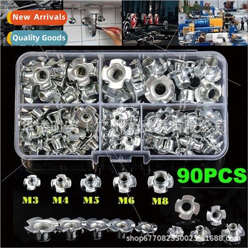 90PCS four-jaw nut claw nut wood panel inlay nut furnure fou