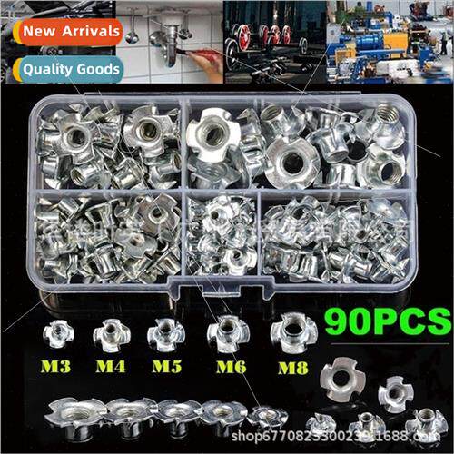 90PCS four-jaw nut claw nut wood panel inlay nut furnure fou