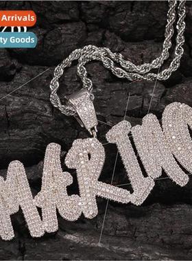 Europe new DIY zirconia alphabet name pendant creative doubl