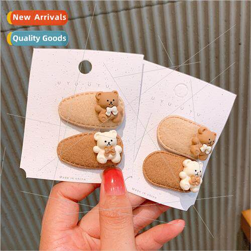 Autumn winter new children cartoon bear hair clips girls plu