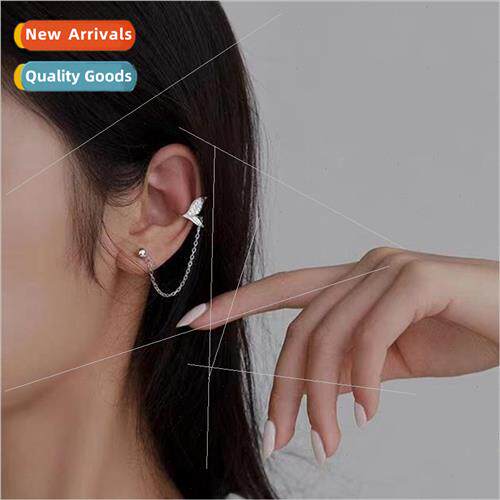 Delicate zirconia fishtail ear clips female earrings ear bon