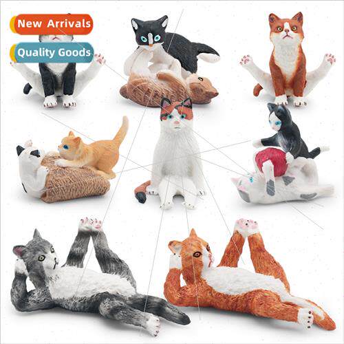 Fun simulation cat model side lying cat sting cat playing kt