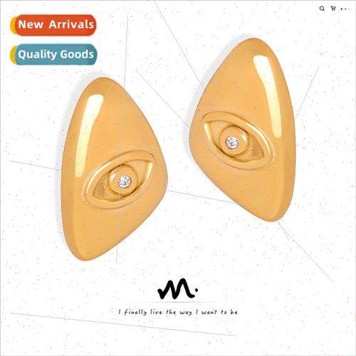 Europe new retro geometric tanium steel gold-plated simple e