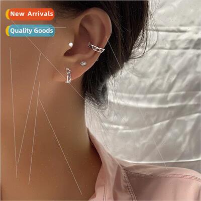 Couple hollowed out geometric ear bone earrings minimalist f