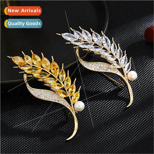 Korea new zirconia wheat brooch clothing accessories copper