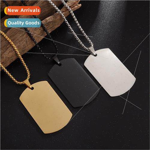 High polished dog tag necklace men stainless steel pendant n