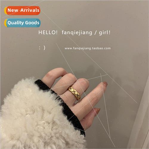 Koreaindustrial retro do old diamond lattice ring female nic