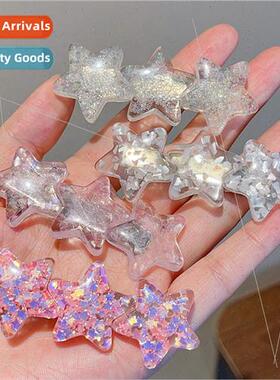 y2k fine flash wind pentagram hair clips cute sweet duckbill