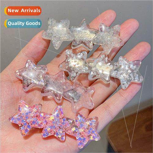 y2k fine flash wind pentagram hair clips cute sweet duckbill