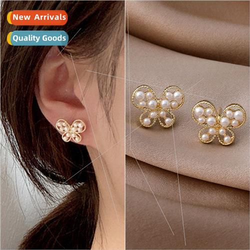 New tide spring butterfly pearl earrings earrings female sim