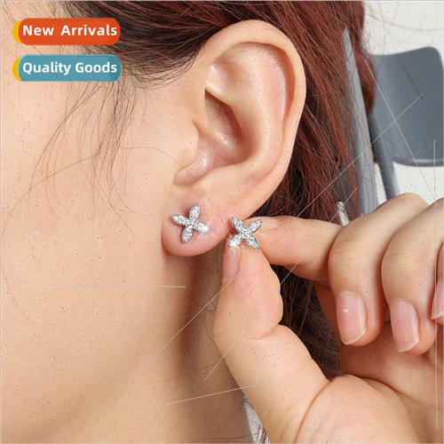 Four-leaf clover earrings female 2023 colorfast celebry smal