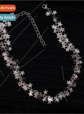 New silver necklace female niche sequins collarbone chain co