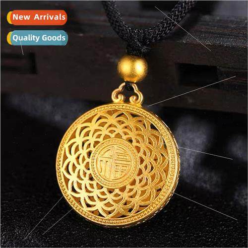 Ancient Fortune Lotus Compass Pendant Necklace Vietnam sgold